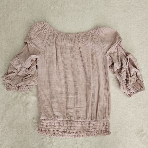 Pink Ruffle Top Coco Bianco Size S Feminine Bohemian Cottagecore Pastel Coquette - Picture 8 of 8